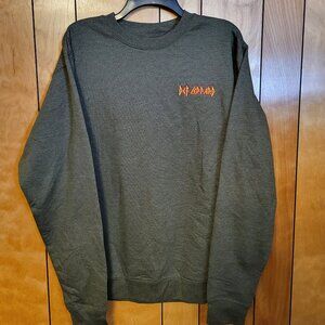 DEF LEPPARD Sweatshirt Adult MEDIUM Long Sleeve Crew Neck GREEN Band Logo NEW A4